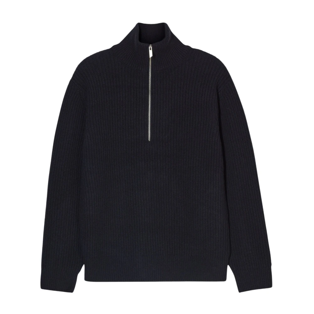 Closed Halve Rits Geribbelde Trui Black Heren