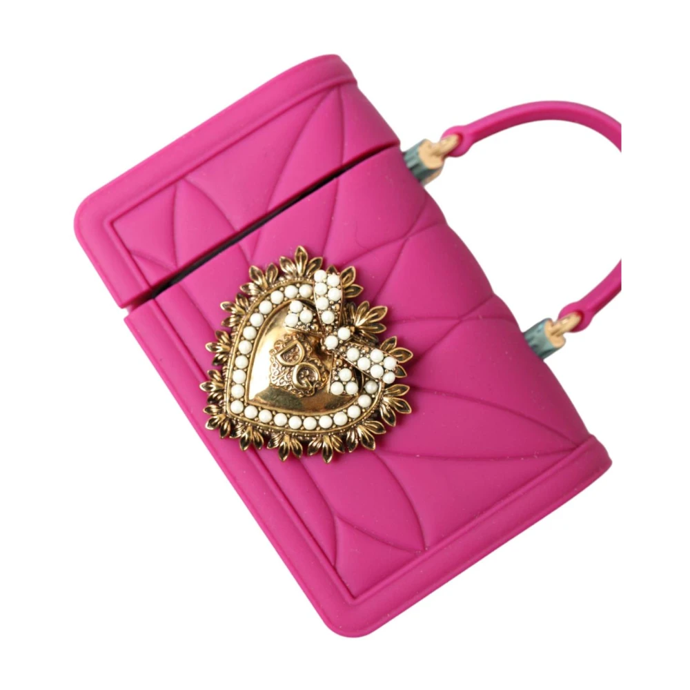 Dolce & Gabbana Gewatteerde Siliconen Mini Tas met Ketting Pink Dames