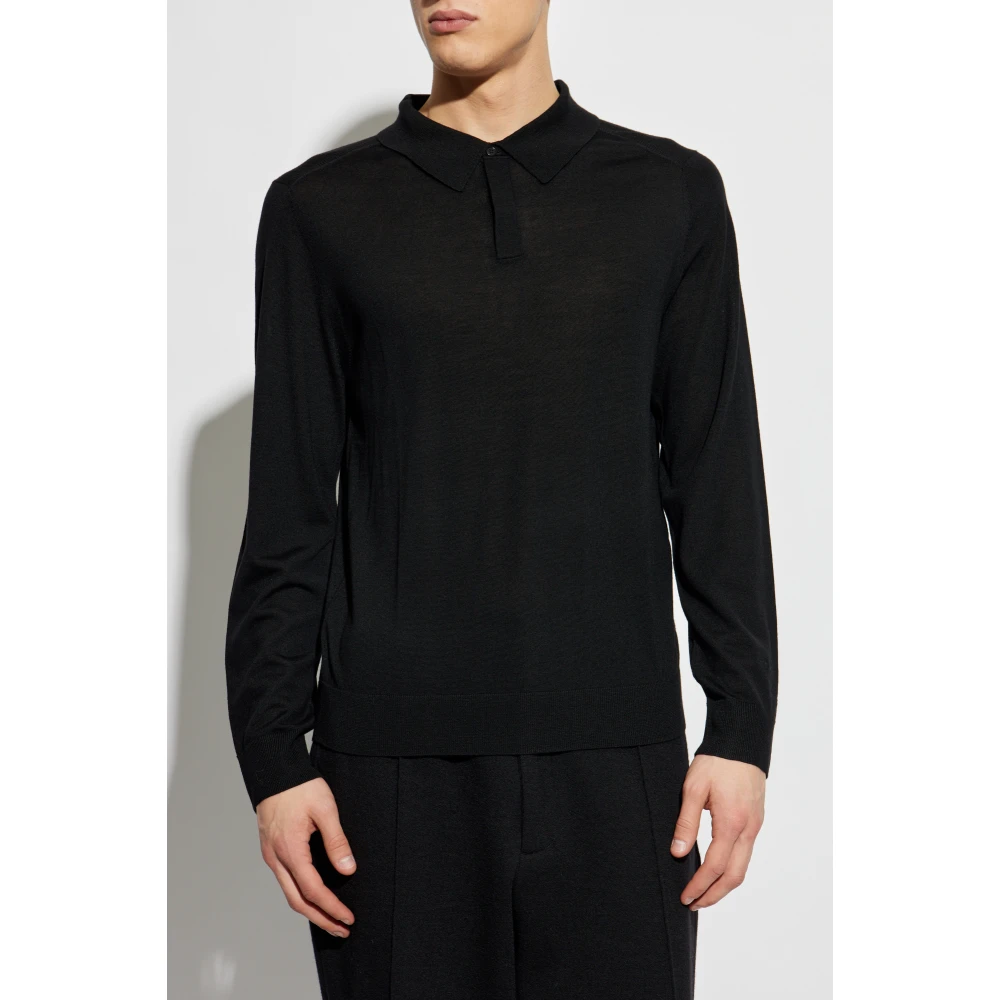 Paul Smith Wollen Polo Trui Black Heren