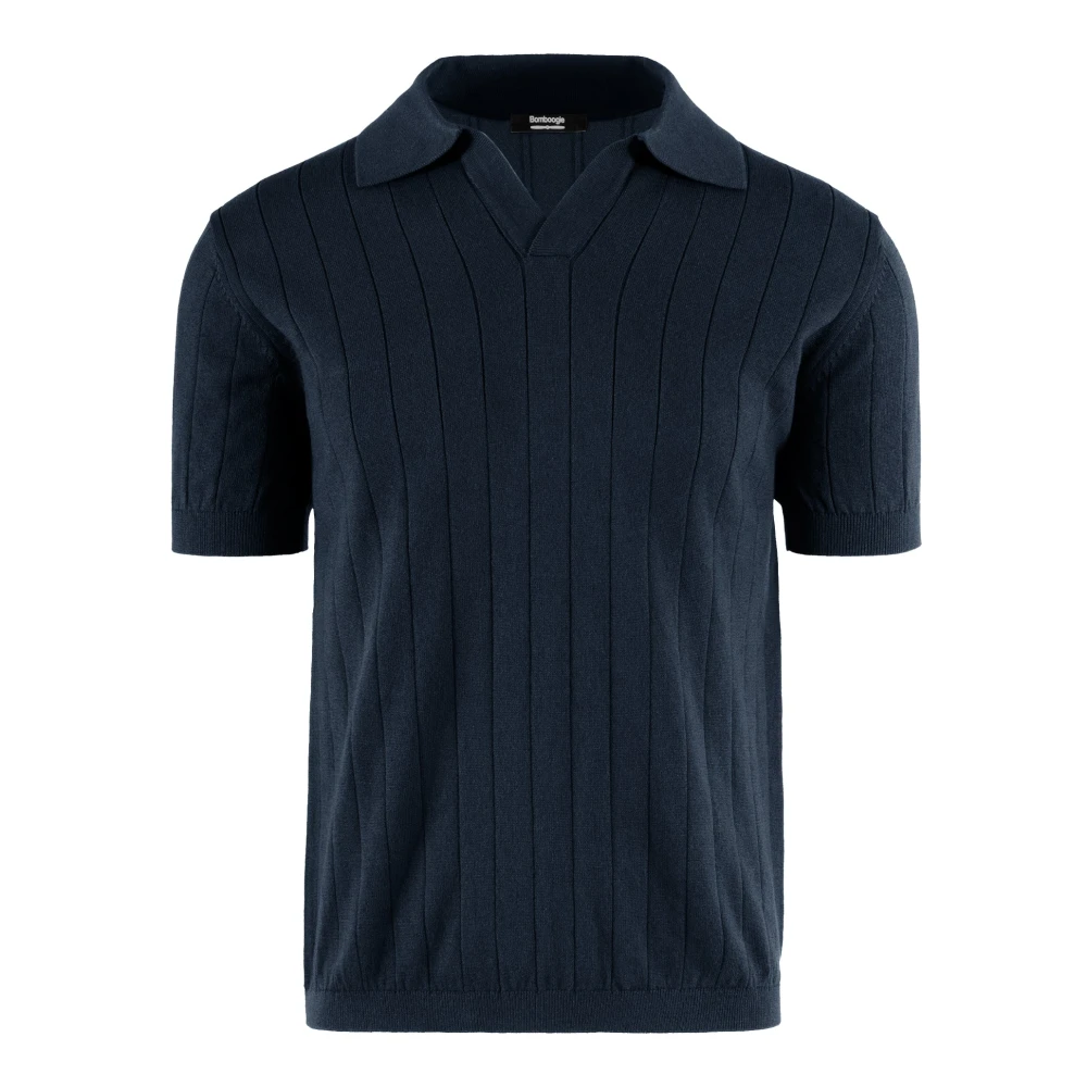 Bomboogie Uomo Blu - Polo A Maniche Corte In Cotone Con Scollo A V - Knitwear - M