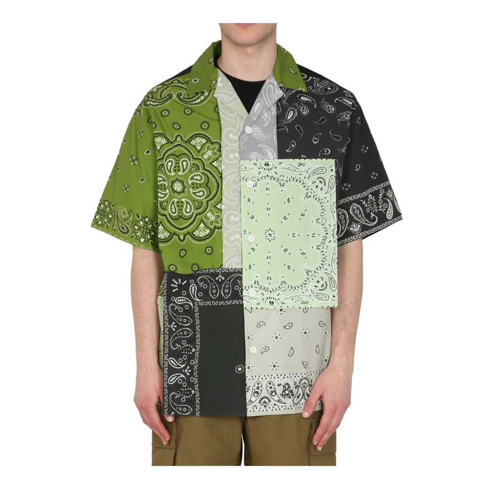 Kenzo Patchwork Katoenen Overhemd Korte Mouw Multicolor Heren