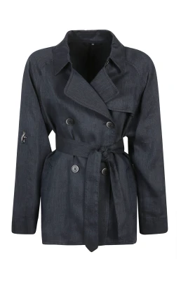 Denim Linnekappa med Mockadetaljer