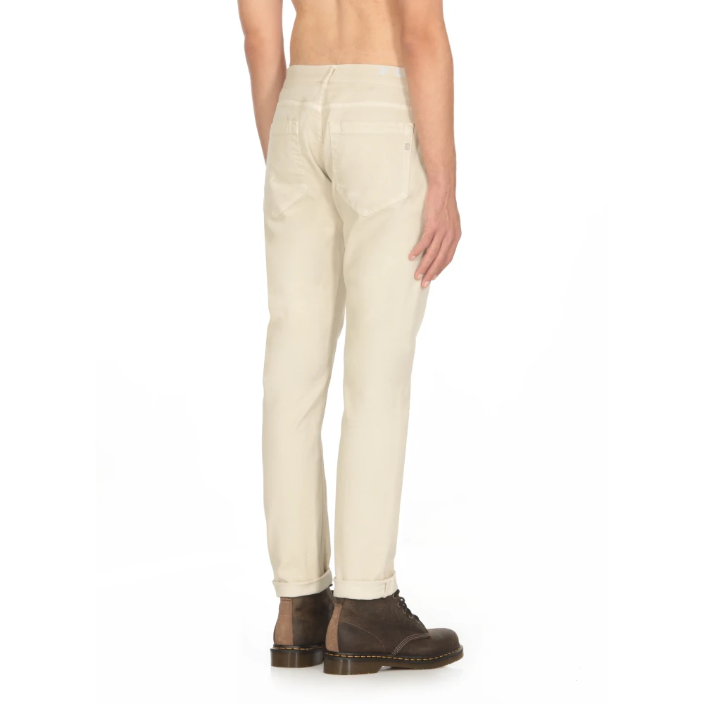 Dondup Ivoor Katoenen Jeans met Borduurwerk Beige Heren
