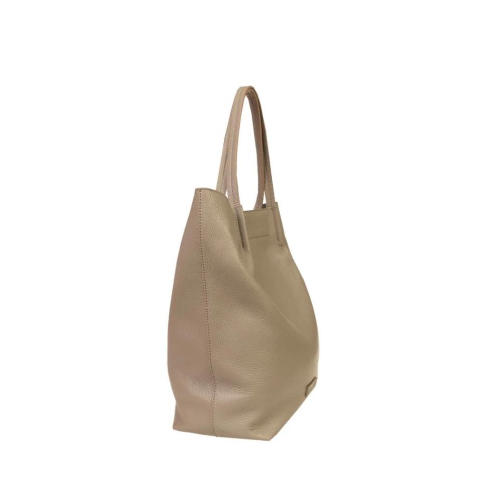 Fabiana Filippi Leren Shopper Tas met Binnenzakken Gray Dames