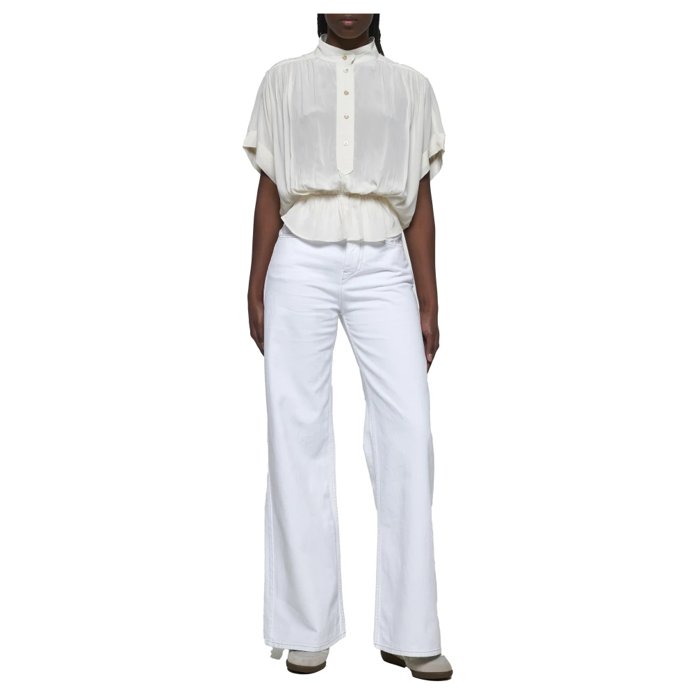 Isabel marant Blouse met verzamelde taille en vleermuismouwen Beige Dames