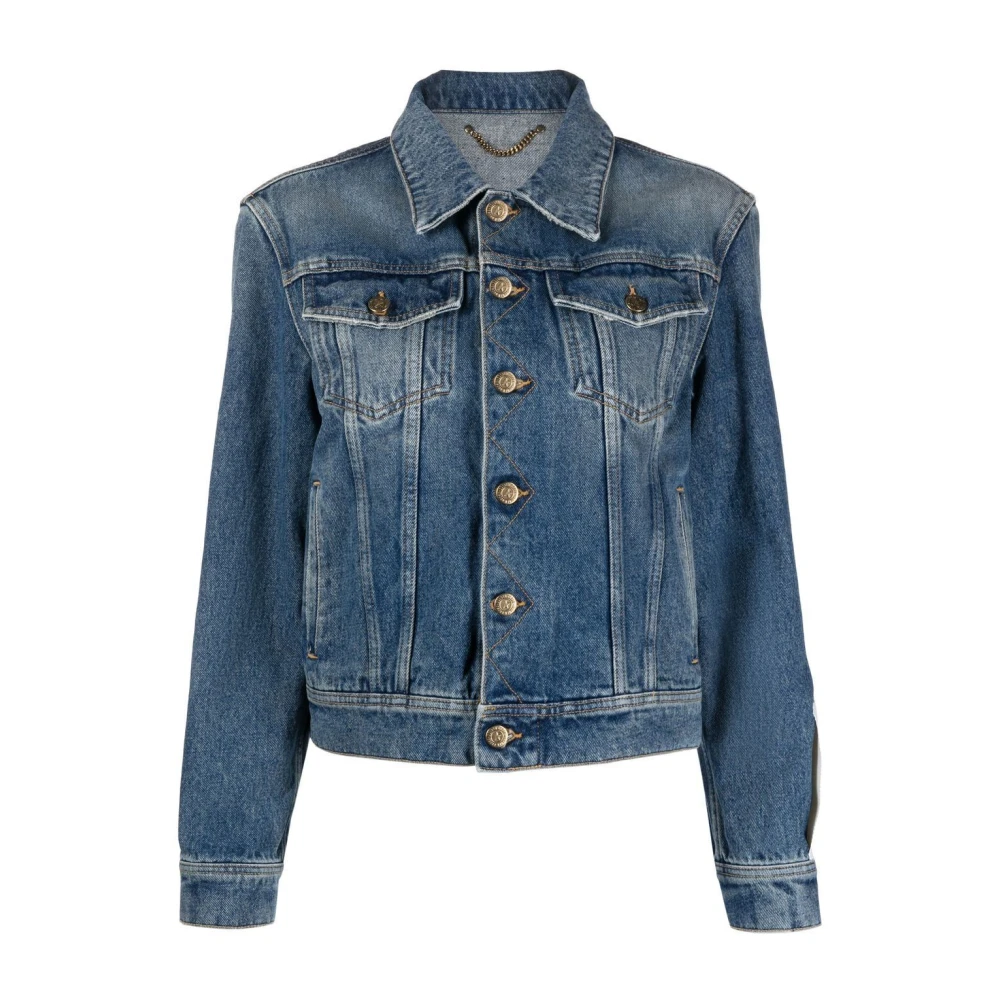 Golden Goose Women's Blue Denim Jackets, S, Denim Jacket With Logo Patch