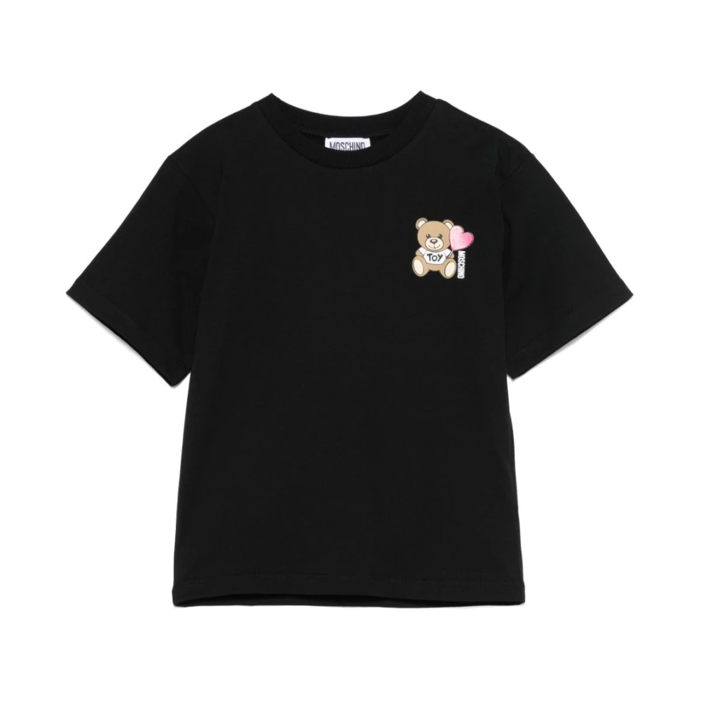 Moschino Svart Logo Print Crew Neck T-shirt Black, Flicka