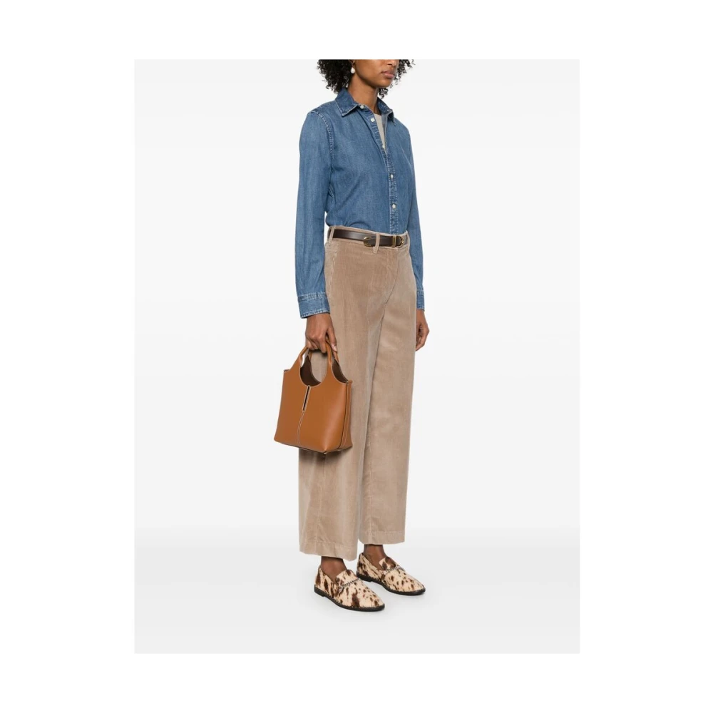 TOD'S Bruine Leren Handtas Kreeftklauwsluiting Brown Dames