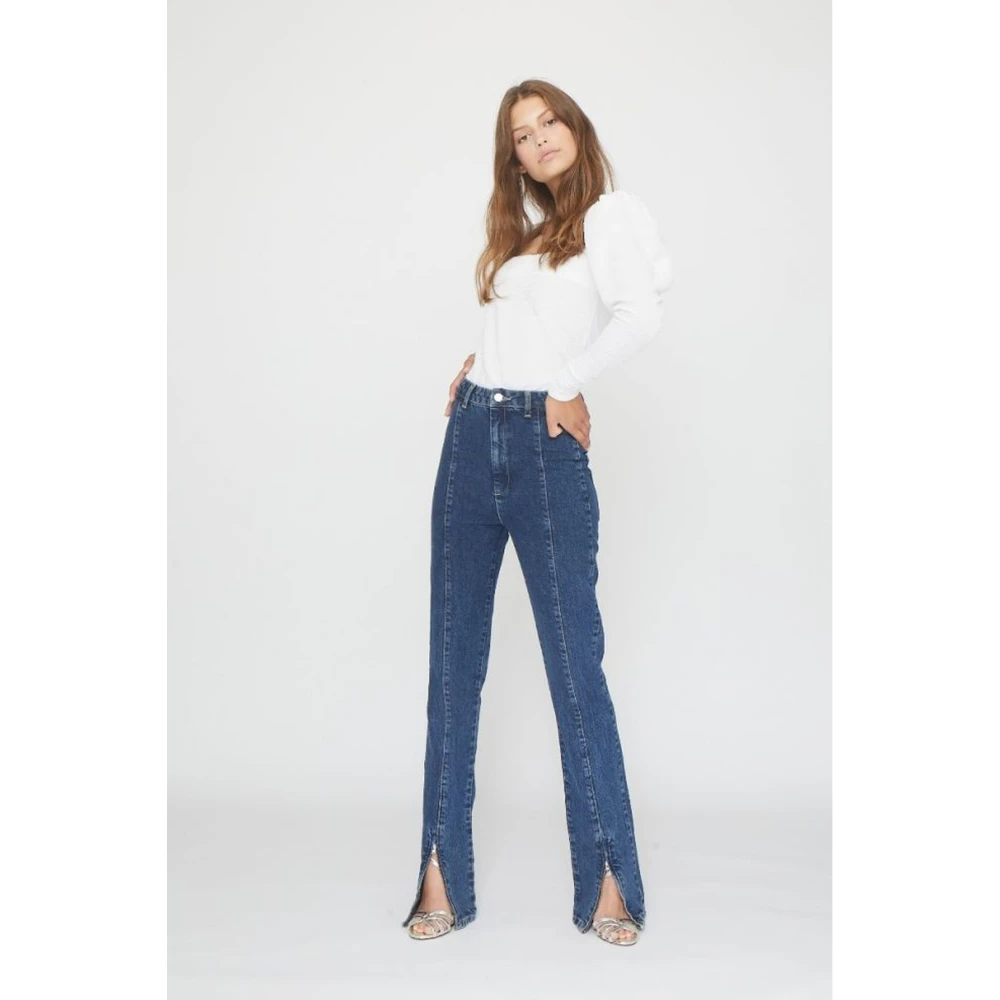 Rotate Birger Christensen Disco Flared High-Waisted Ankle-Zip Jeans Blue Dames