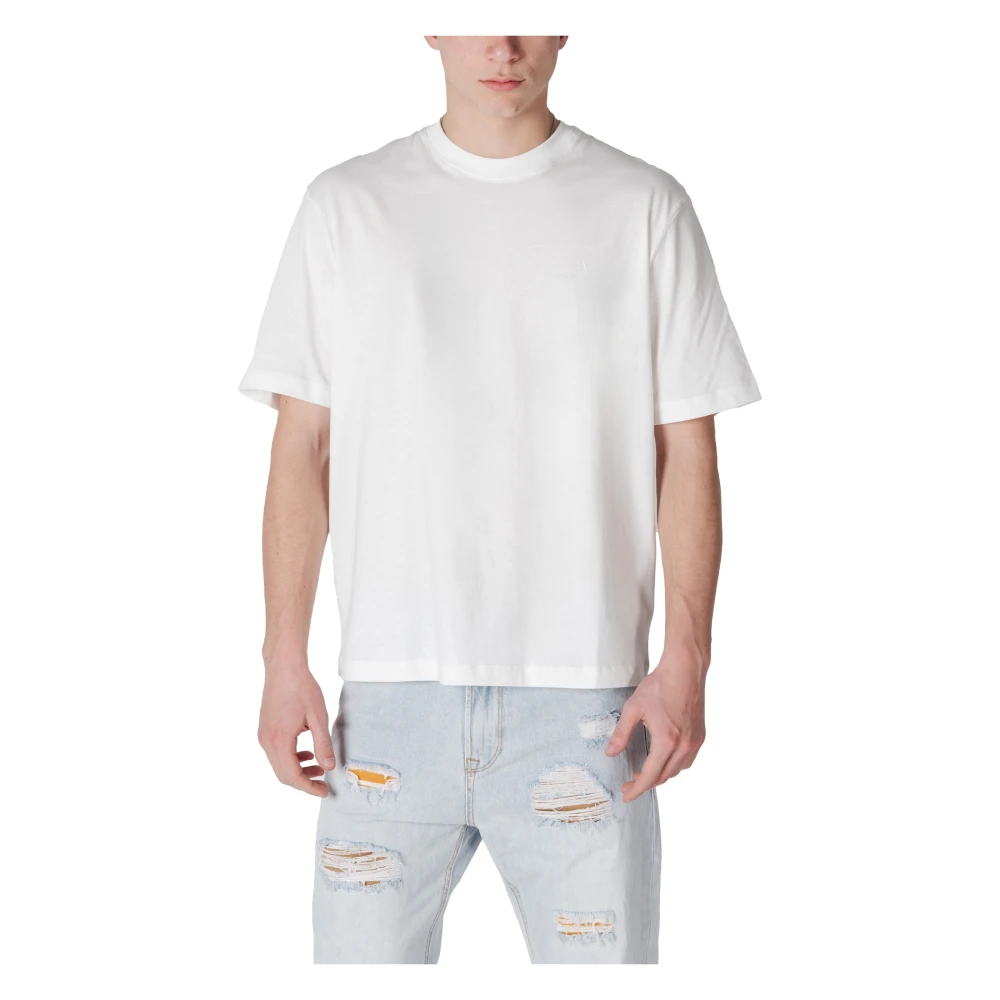 Armani Exchange Hombre Blanca Camiseta De Algodón Manga Corta