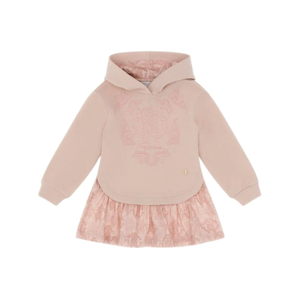 Roberto Cavalli Pink Dresses, Female, 2 Y, Monogram Logo Dress With Hood