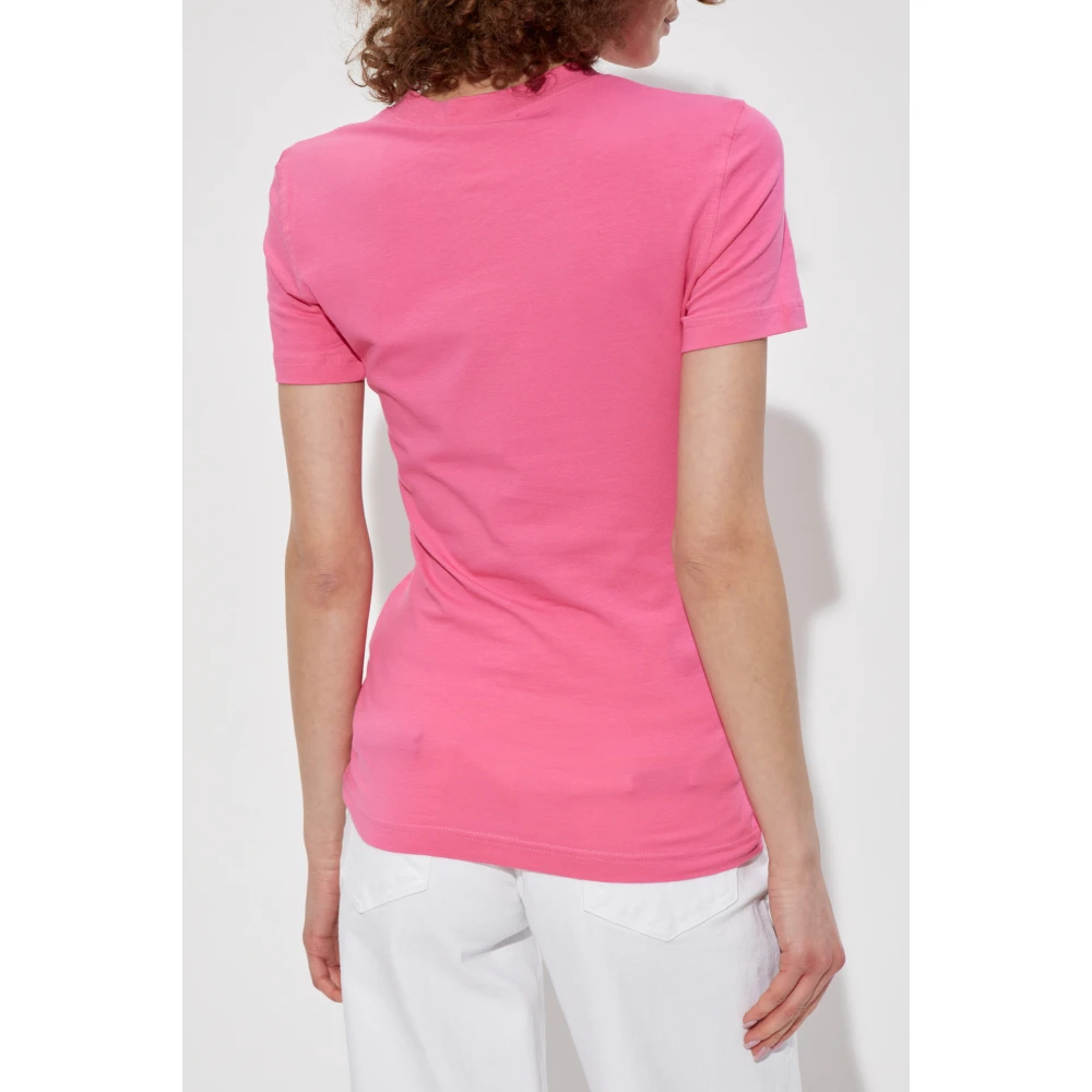 Versace Jeans Couture T-shirt met bedrukt logo Pink Dames