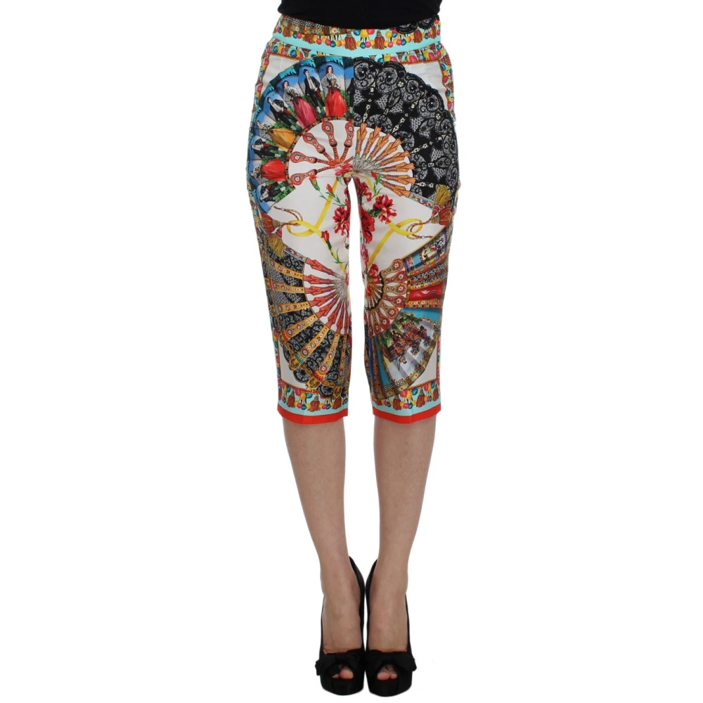 Dolce & Gabbana Women's Multicolor Majolica Silk Capri Pants