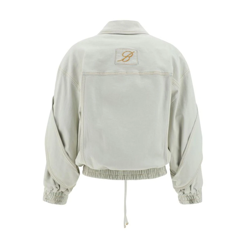 Blumarine Gewatteerde Denim Jack met Ritssluiting Gray Dames