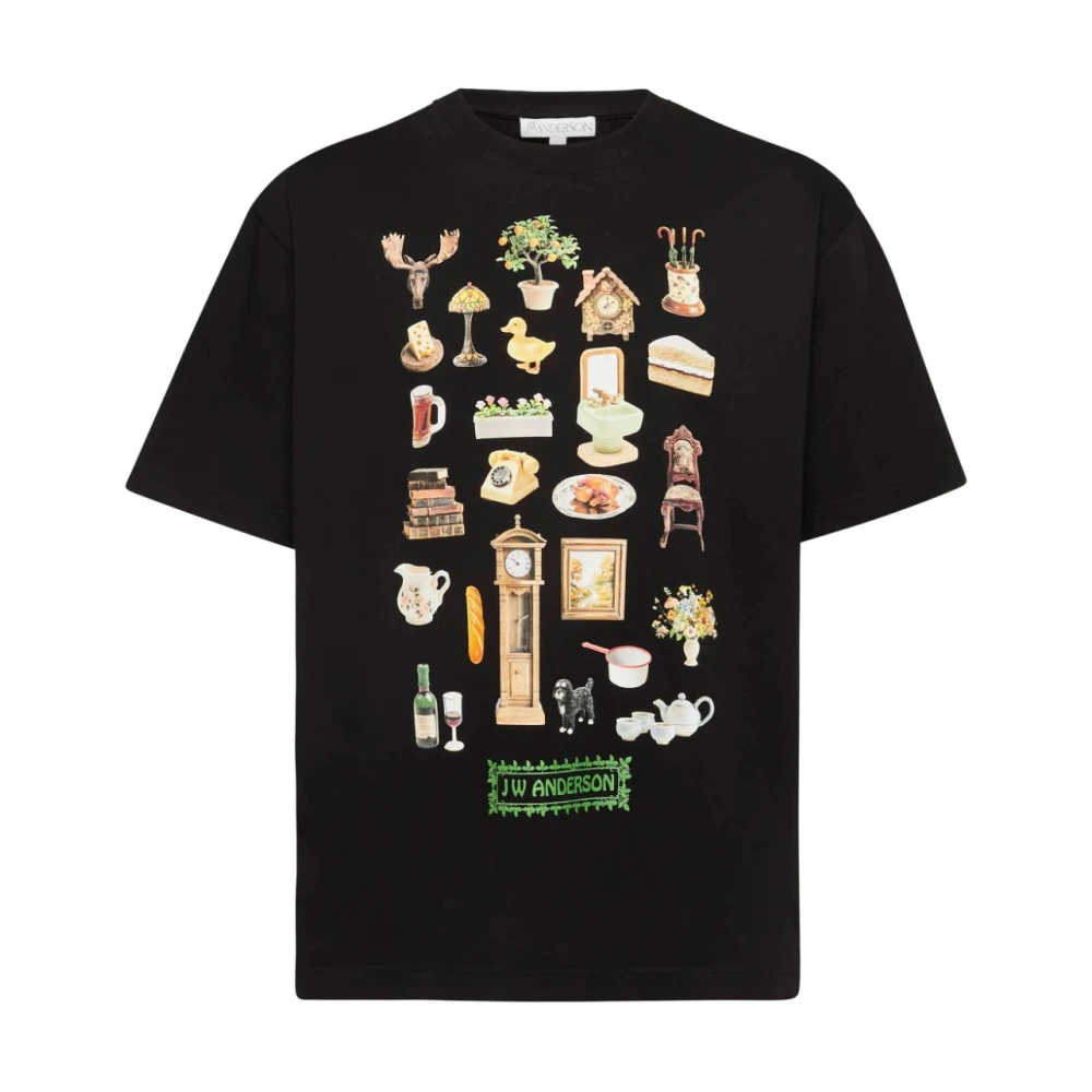 JW Anderson Diorama Print Svart T-shirt Black, Herr