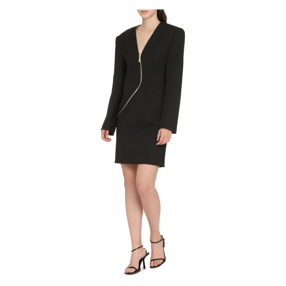 Genny V-hals Wolmix Jurk Black Dames