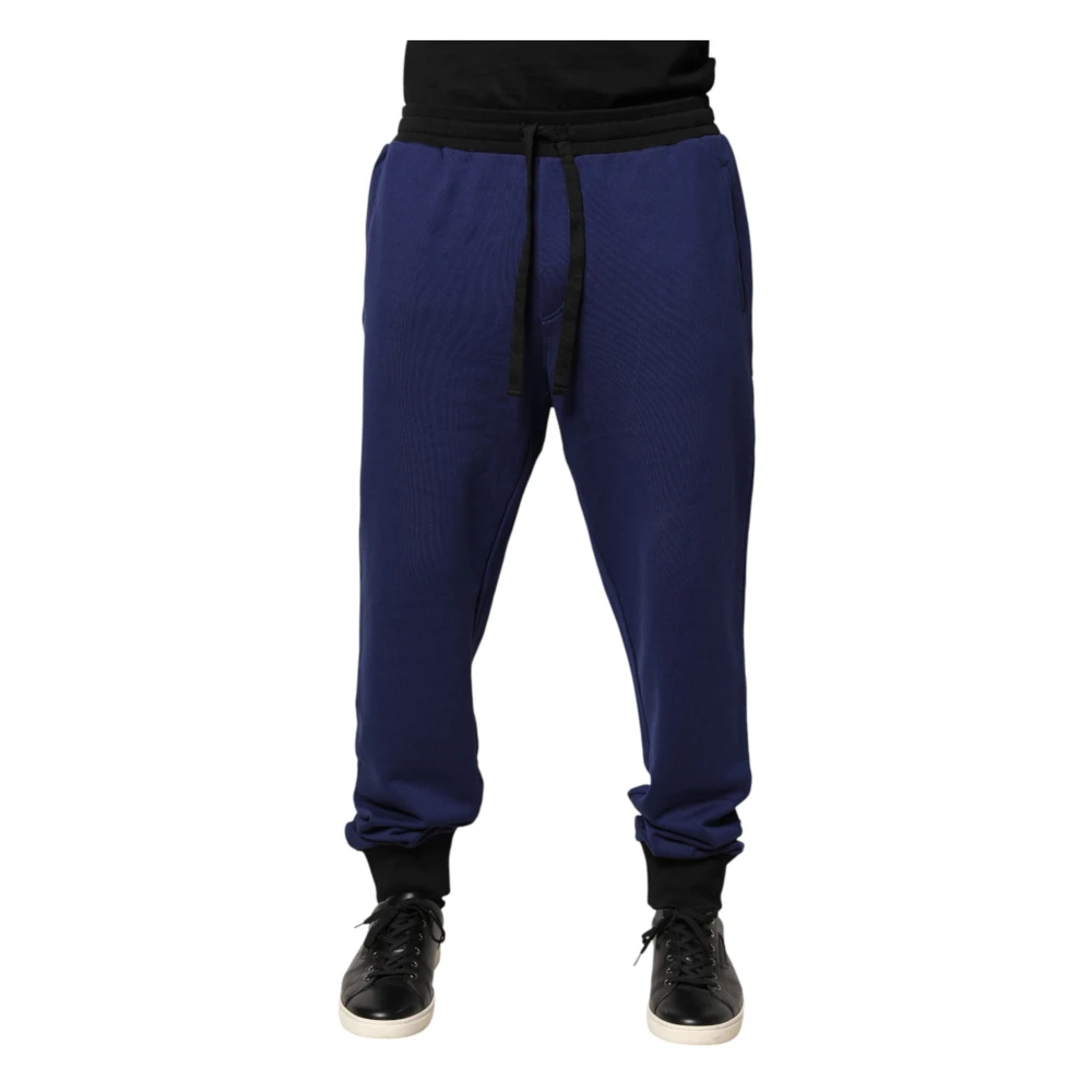 Dolce & Gabbana Blå Cotton Jogging Pants