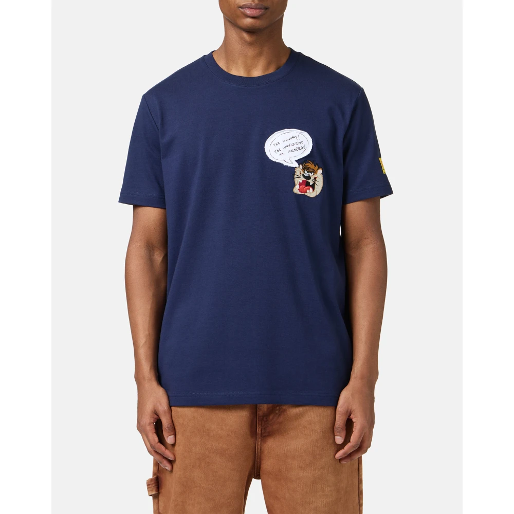 Iceberg Blauw klassiek regular fit katoenen jersey T-shirt Blue Heren