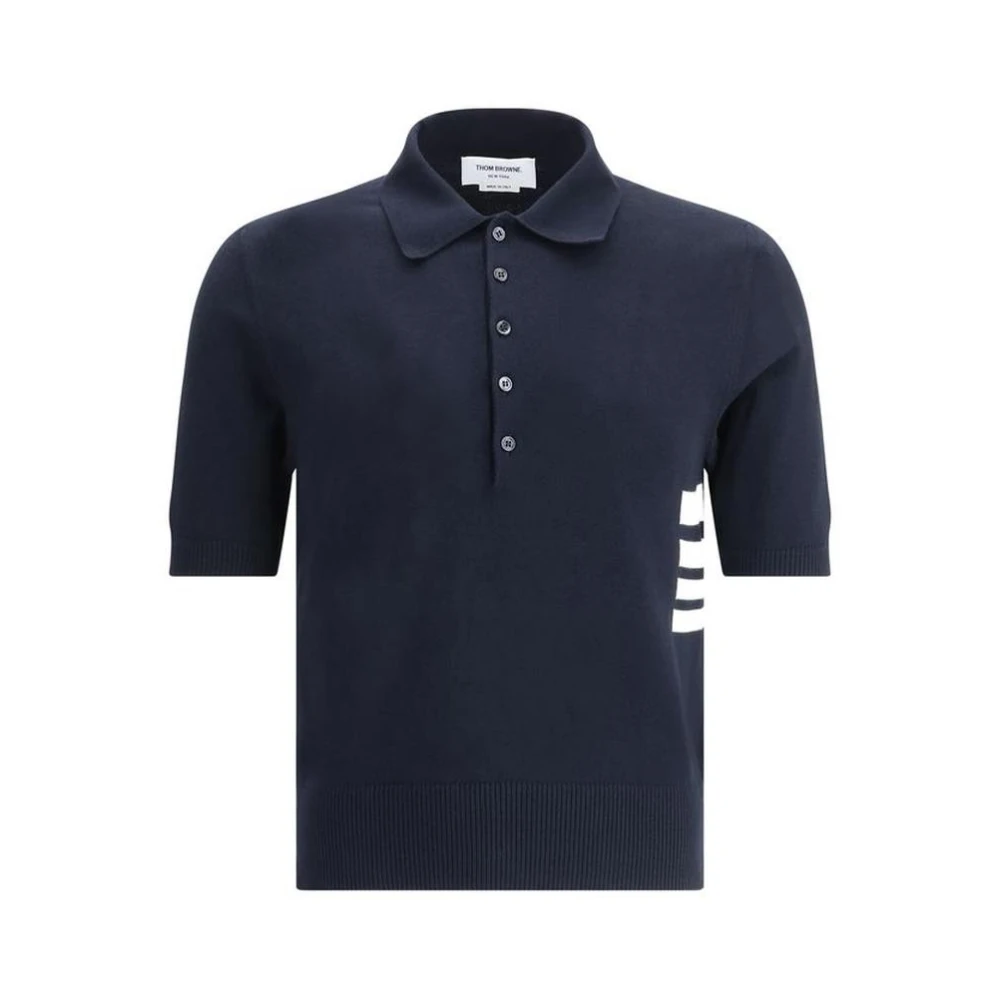 Thom Browne Gestreept Gebreid Poloshirt Blue Heren