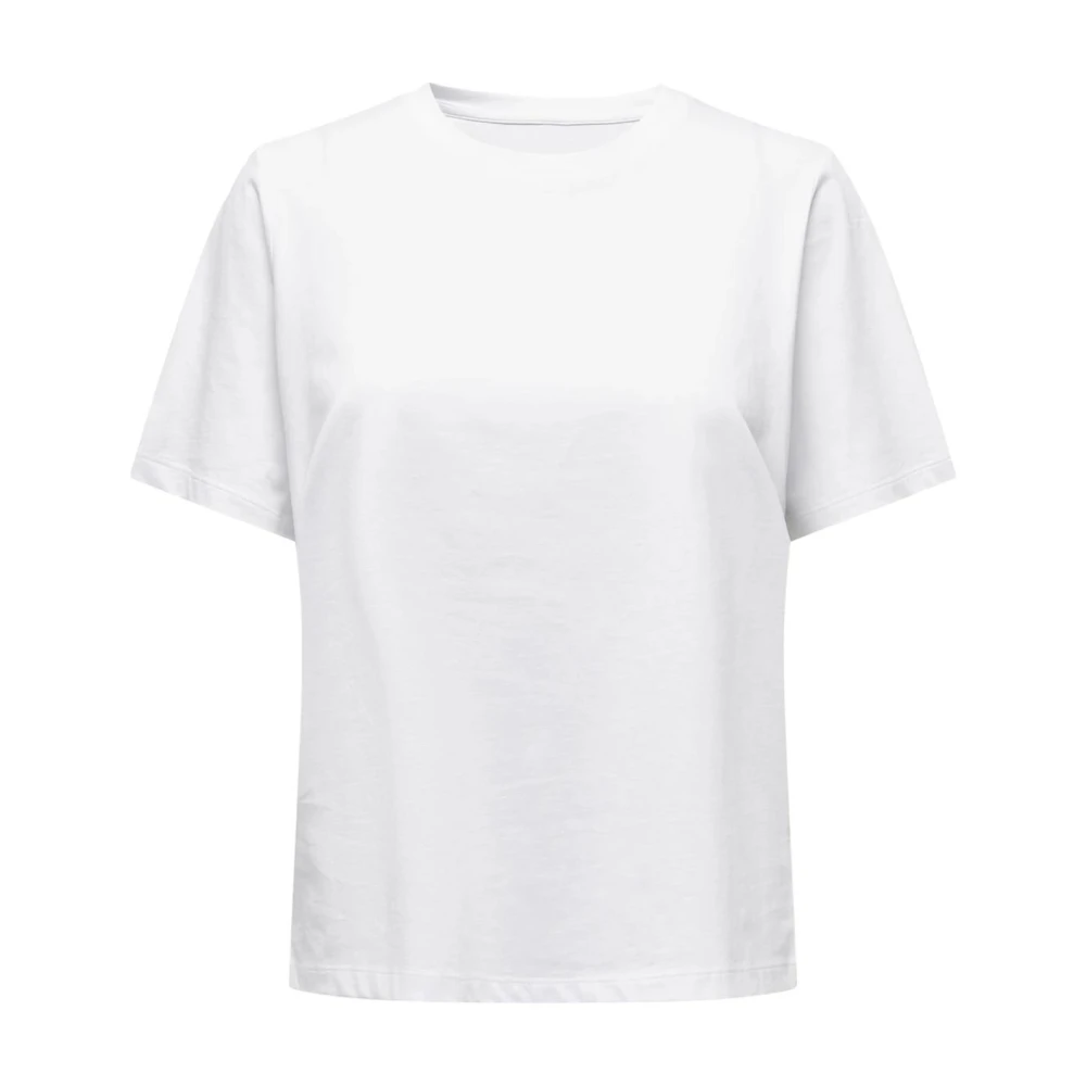 Only Women's White T-Shirts,, Cotton Round Neck T-Shirt Medium