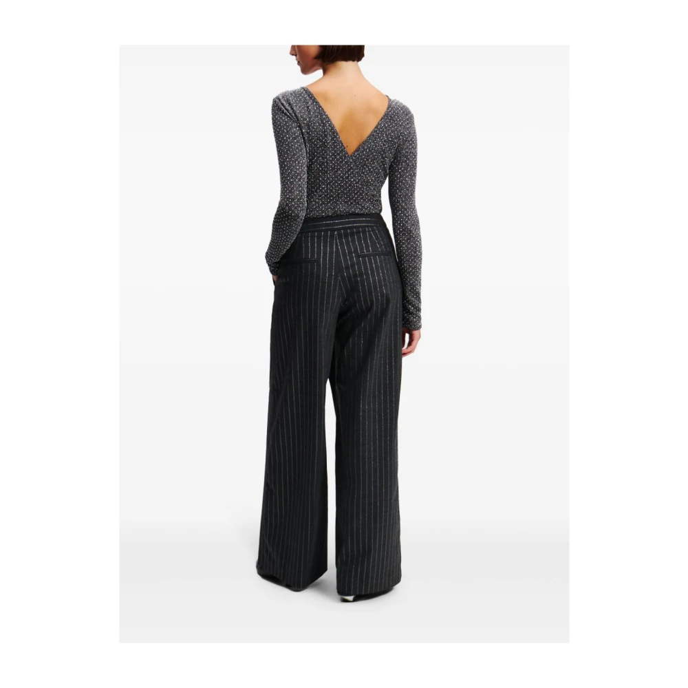 Karl Lagerfeld Grijze Gestreepte Zilveren Broek Black Dames