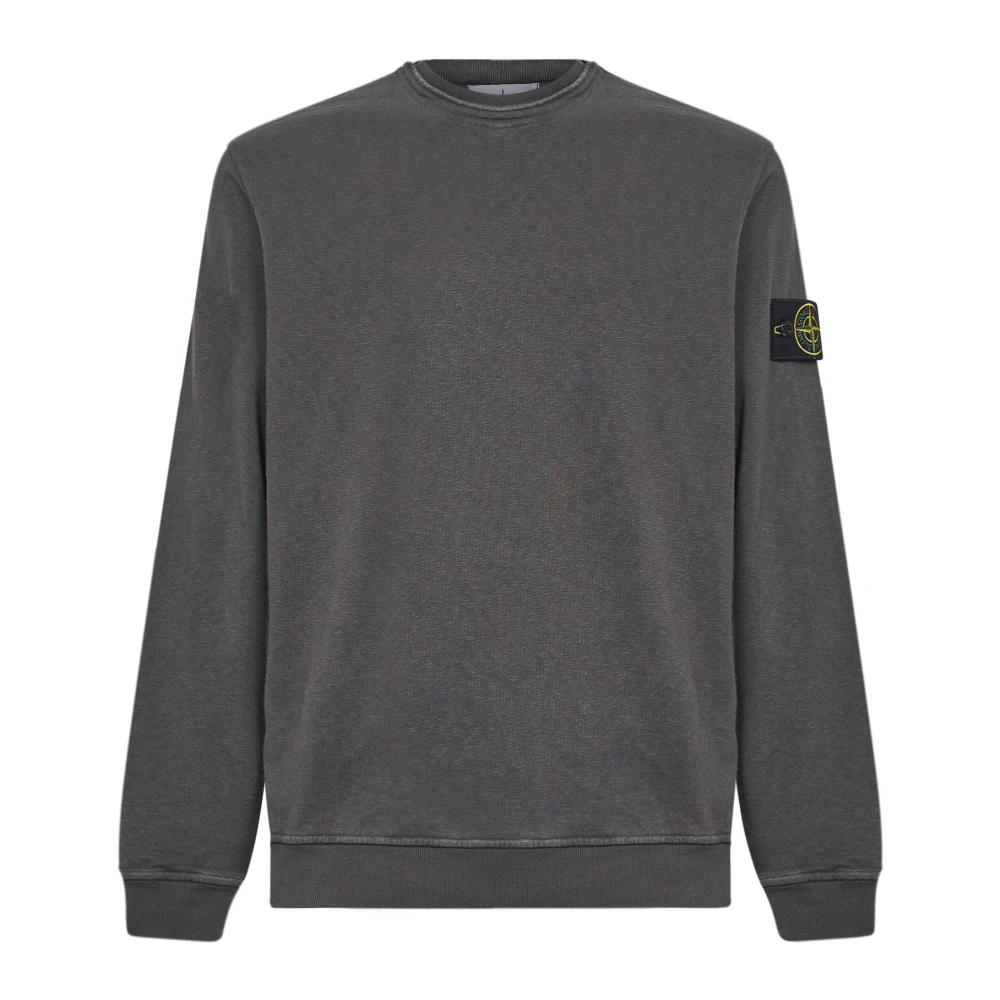 Stone Island Gray Sweatshirts, Male, S, Malfilé Fleece Crewneck Sweatshirt