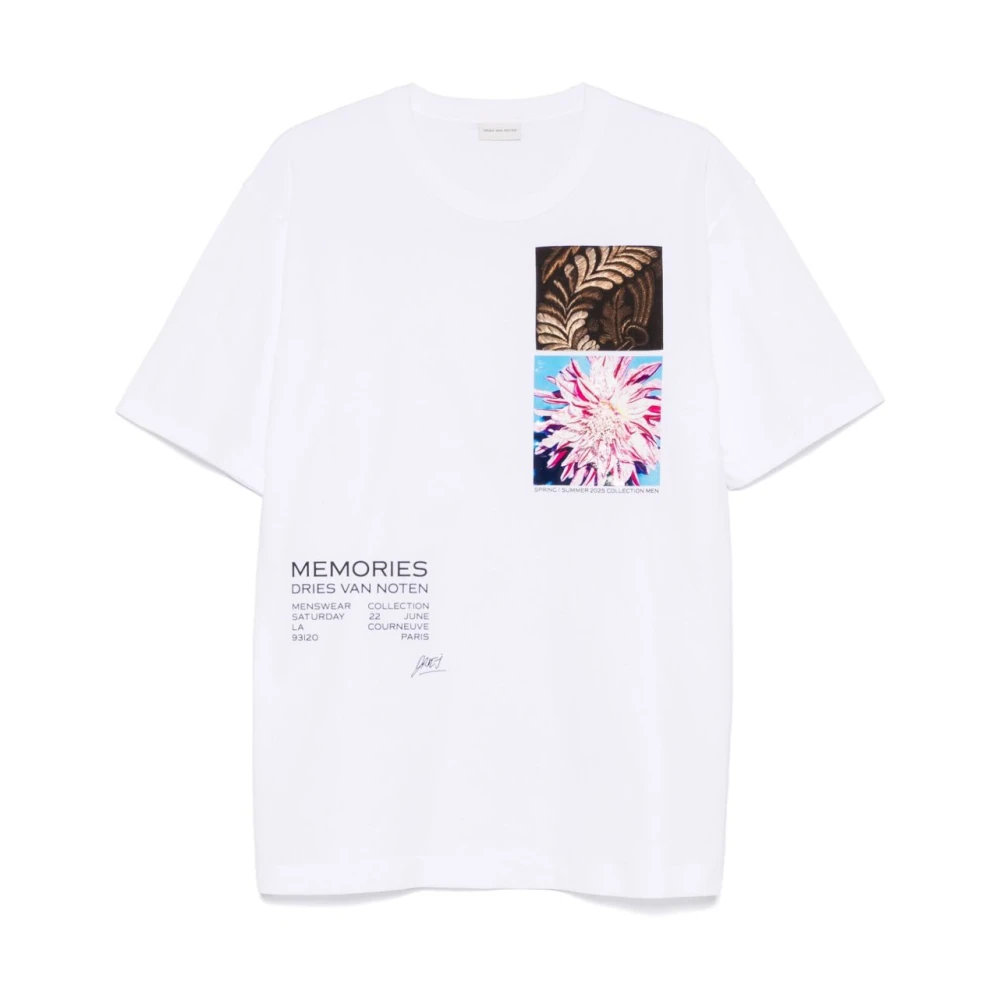 Dries Van Noten Grafische Print Wit Katoenen T-shirt White Heren