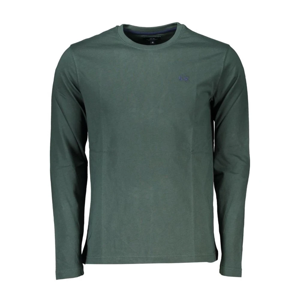 La Martina Men's Green Embroidered Crew Neck Cotton T-Shirt