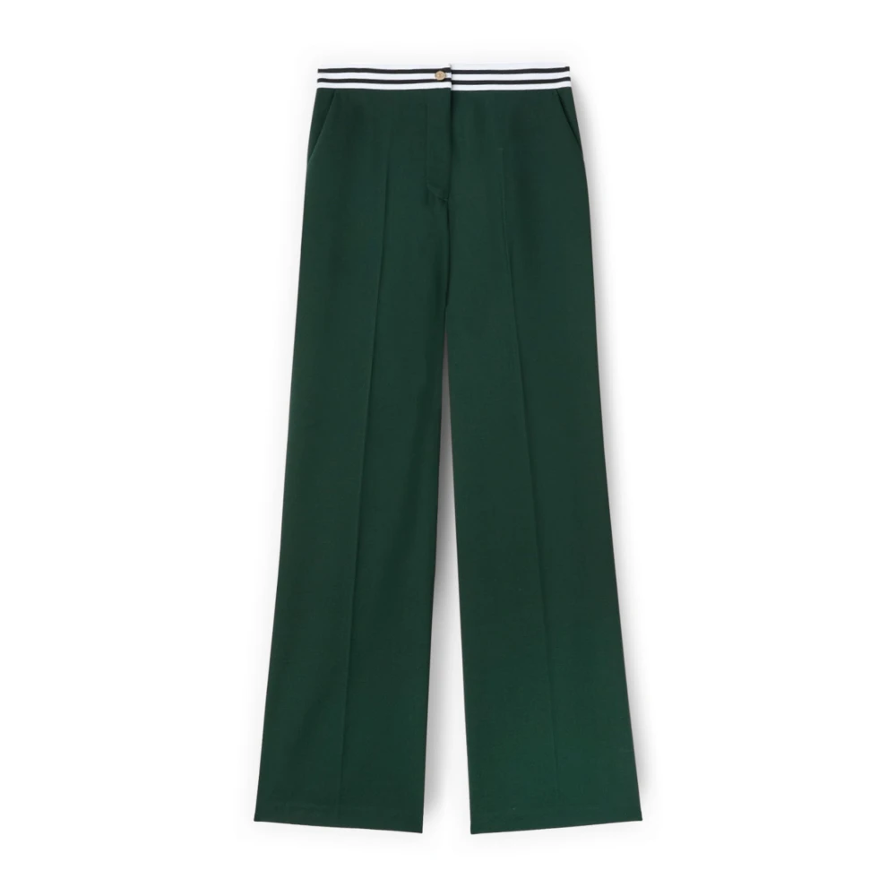 Motivi Donna Verde Pantaloni Palazzo Con Cintura A Righe