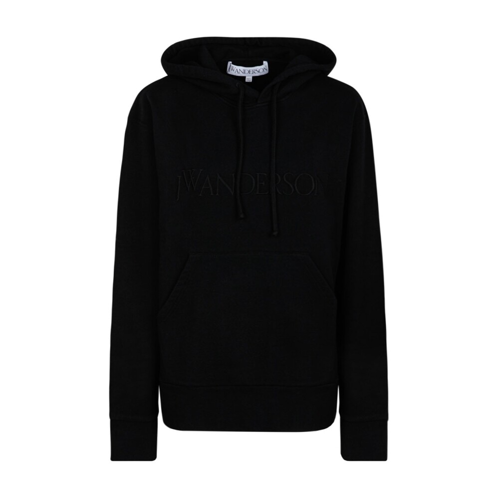 Black Logo Hoodie Embroidered Front JW Anderson Hoodies Miinto