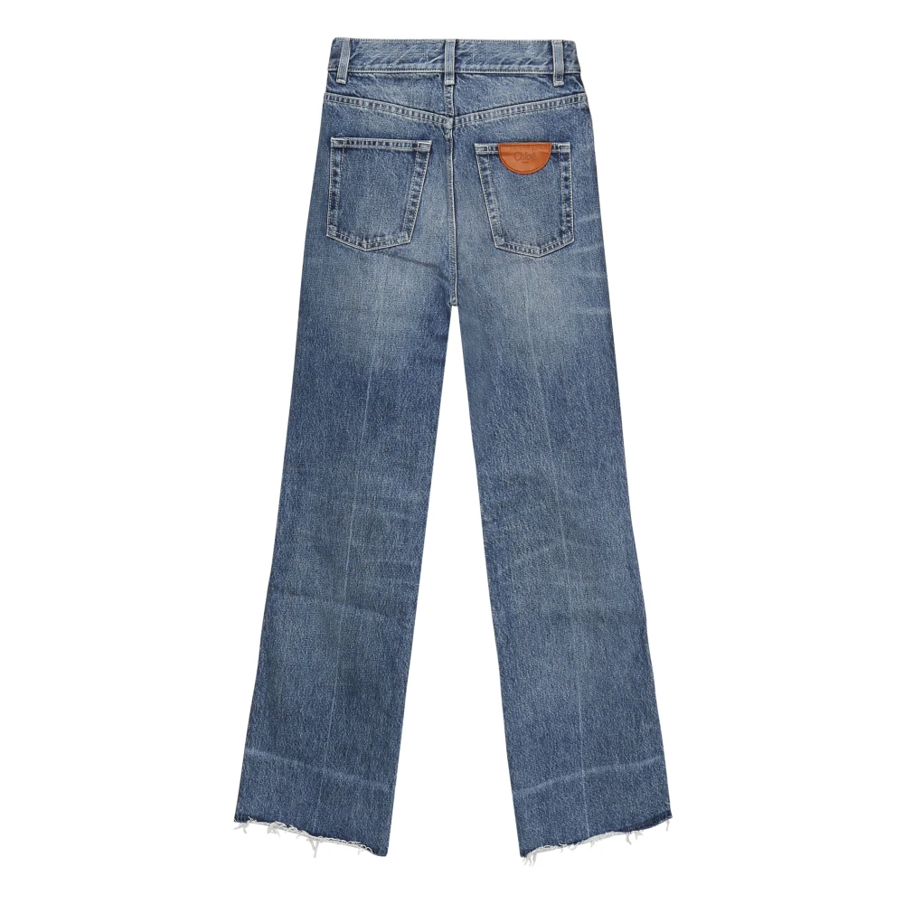Chloé Blauwe Slang Jeans met Leren Applicatie Blue Dames