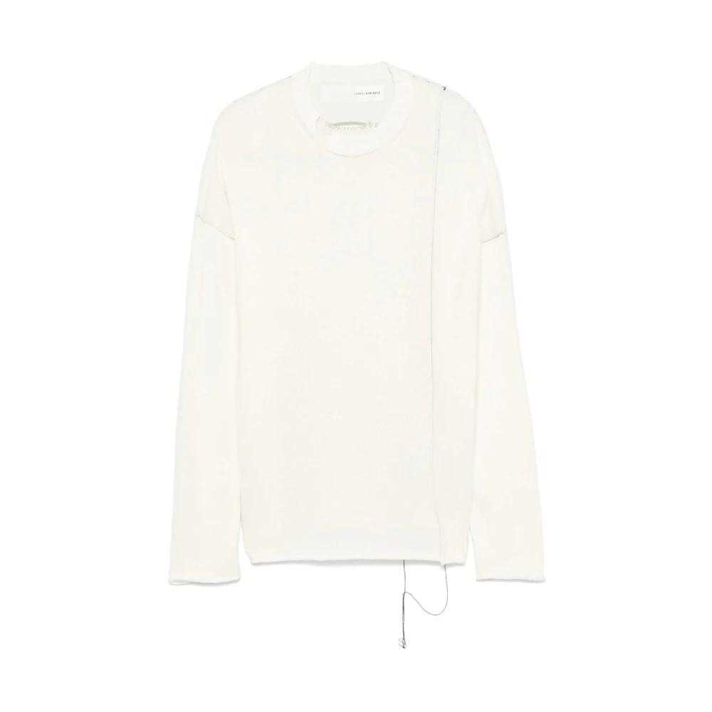 Isabel Benenato Witte Geribbelde Drop Shoulder Trui White Heren