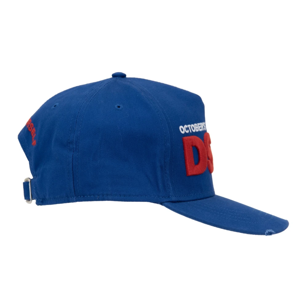 Dsquared2 Geborduurde baseballpet met gesp Blue Unisex