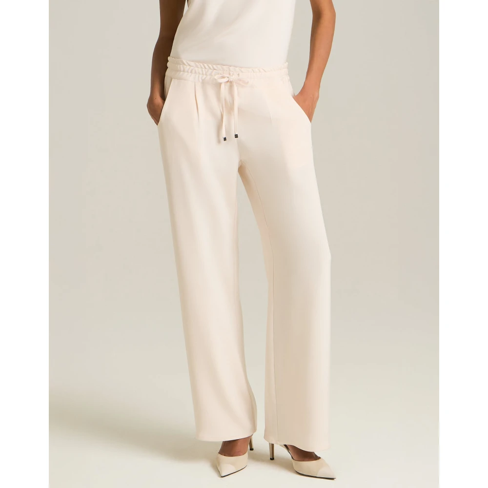 Kiton Zijden Wijde Pijp Broek Beige Dames
