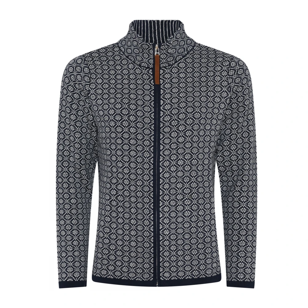 Skovhuus Jacquard Rits Cardigan Blue Dames