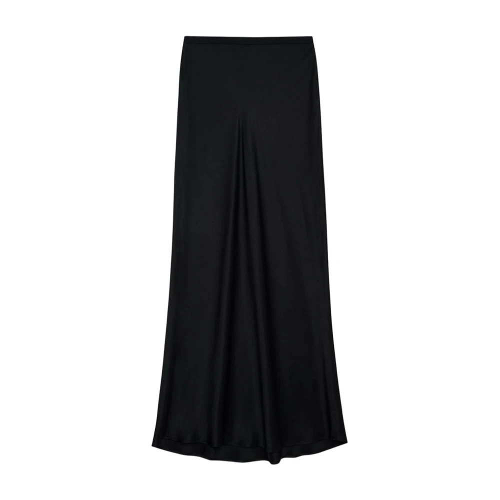 Anine Bing Midi zijden rok met elastische taille Black Dames
