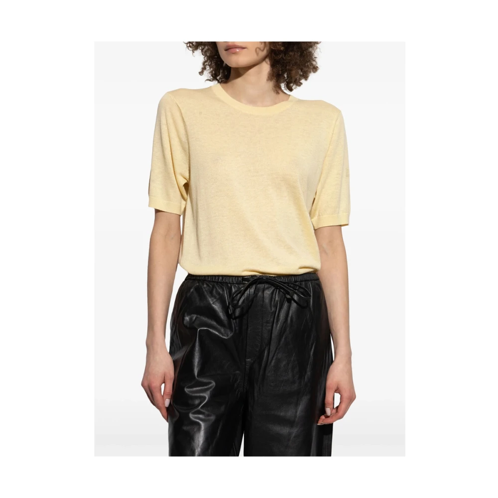 By Malene Birger Lichtgele Logo Geborduurde Trui By Herenne Birger Beige Dames