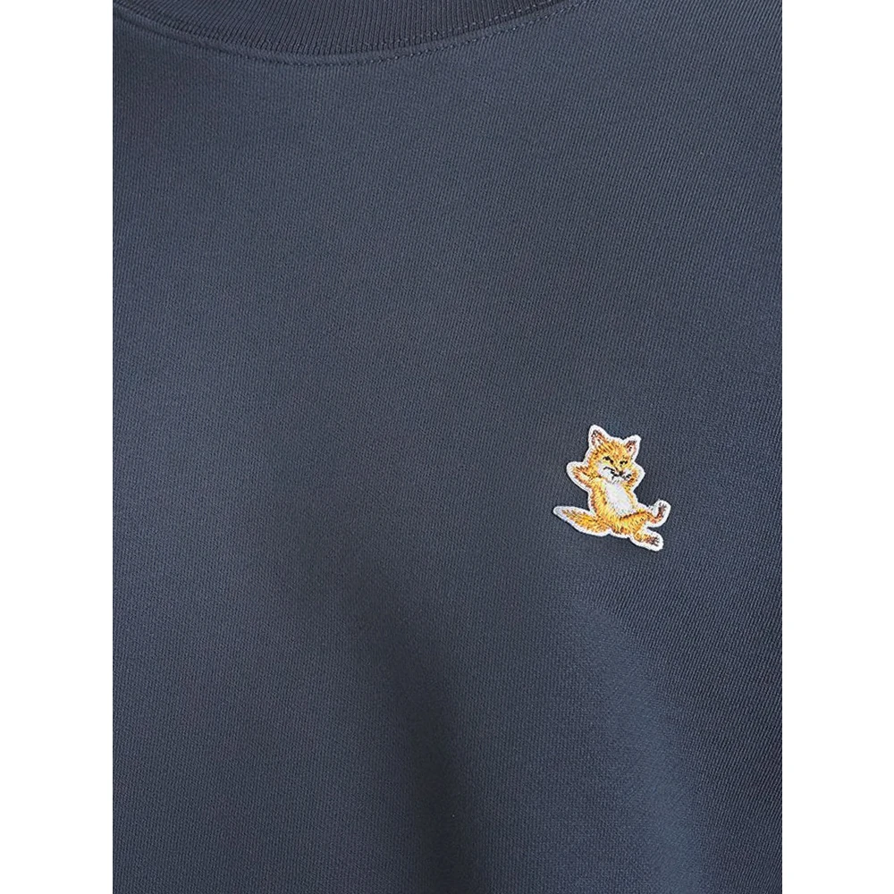 Maison Kitsuné Fox Head Patch Katoenen Sweatshirt Blue Heren