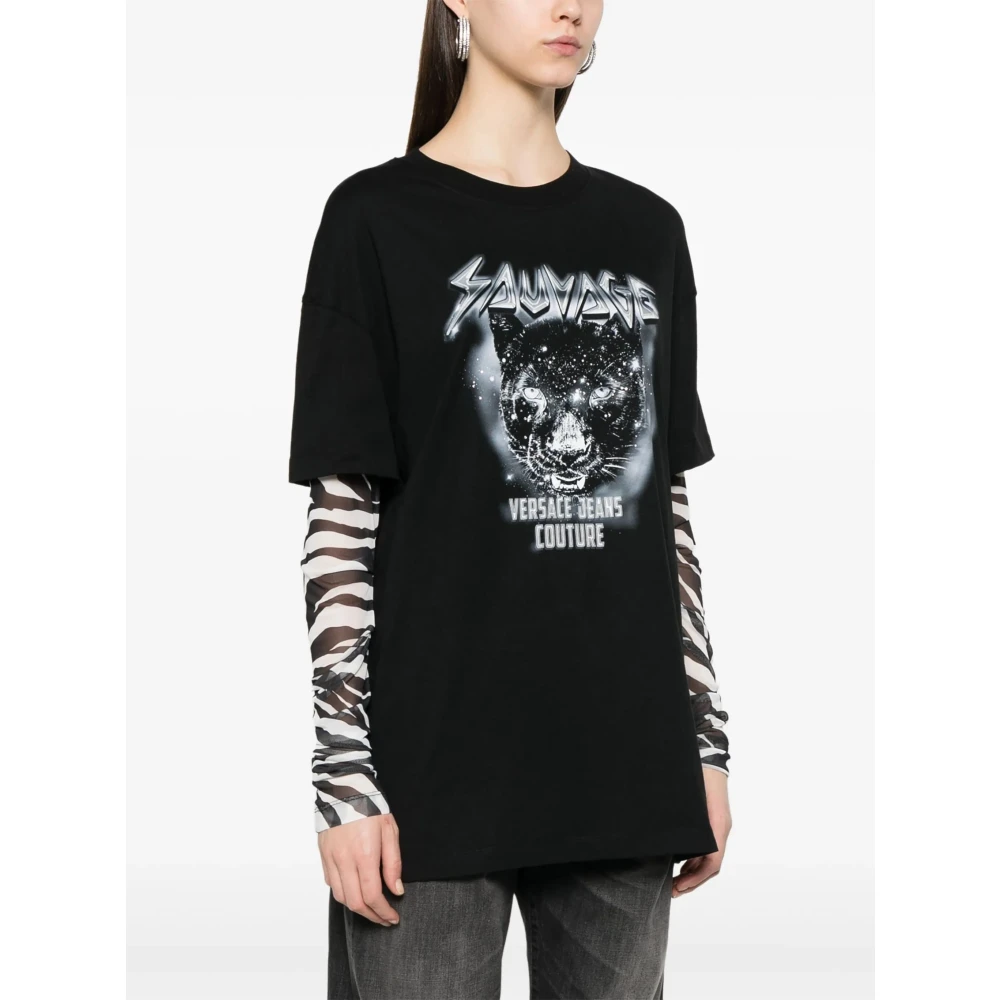 Versace Jeans Couture Zwarte Panther T-Shirt Black Dames