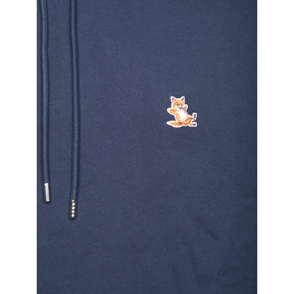 Maison Kitsuné Blauwe Sweatshirt met Capuchon en Logo Blue Heren