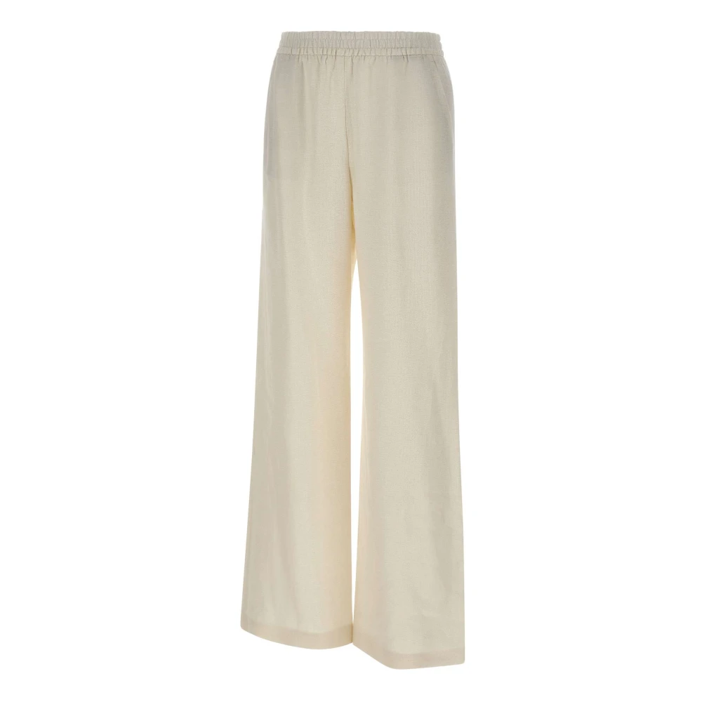 Eleventy Women's White Palazzo Trousers, Wide Trousers, Xs, Trousers