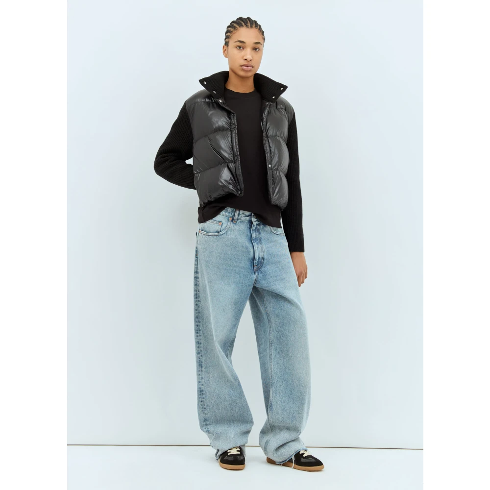 Moncler Gewatteerde wollen vest met rits Black Dames