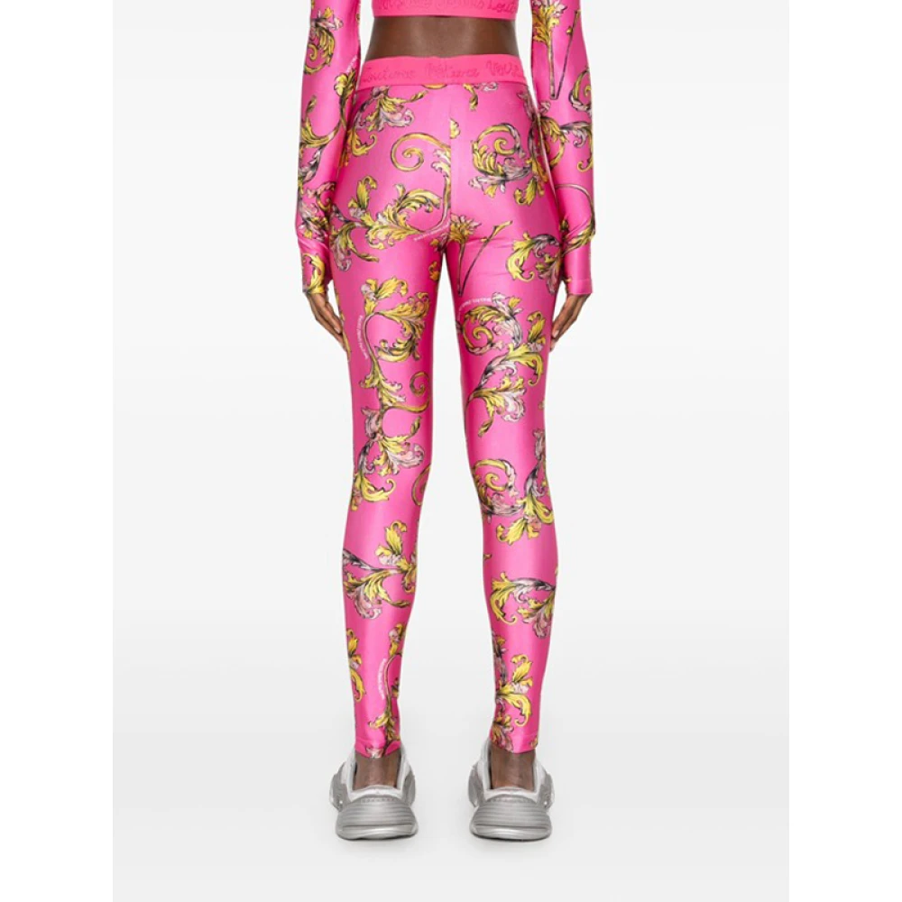 Versace Jeans Couture Barocco Print Leggings in Fuchsia Roze Pink Dames