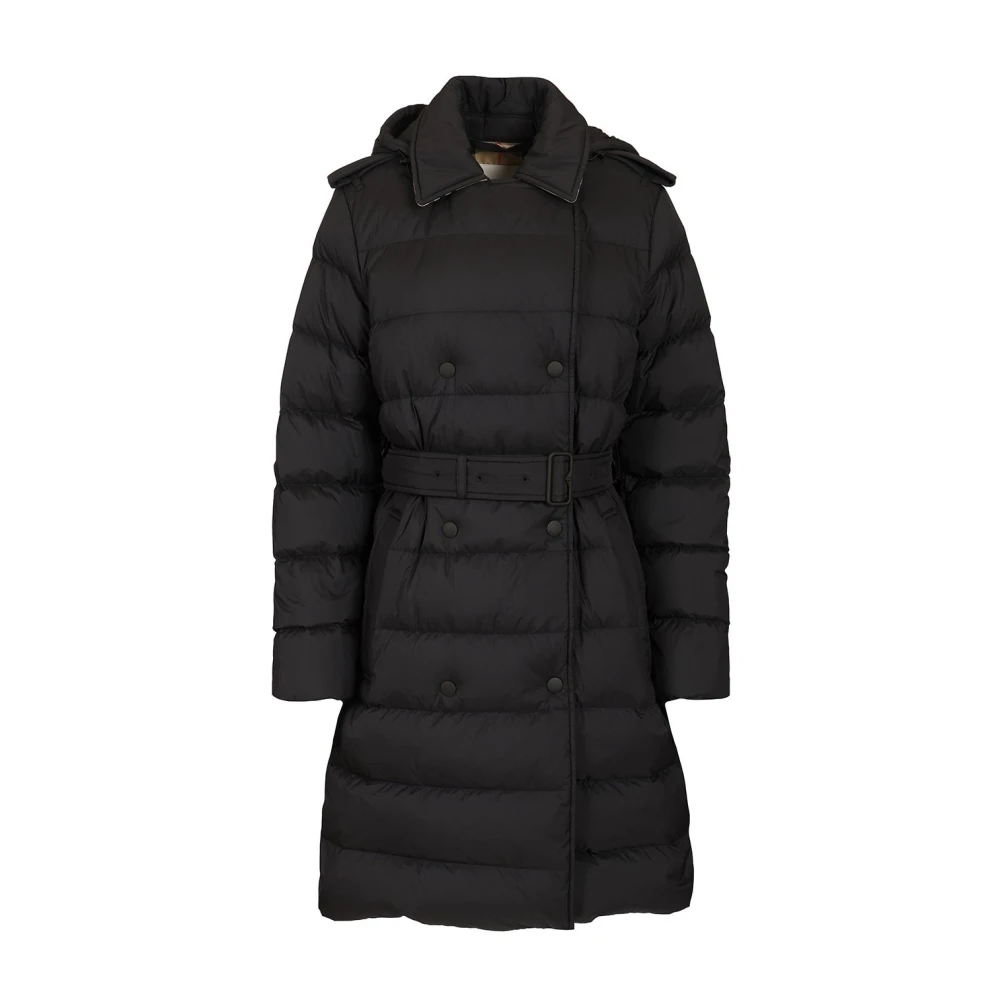 Burberry Donna Nero Cappotto Lungo Imbottito E Trapuntato Con Cintura - Immagine 3