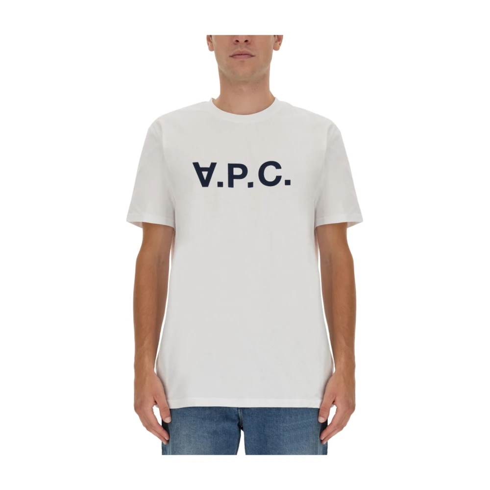A.p.c. Men's White Logo Necklace T-Shirt - T-Shirts - S - Tops