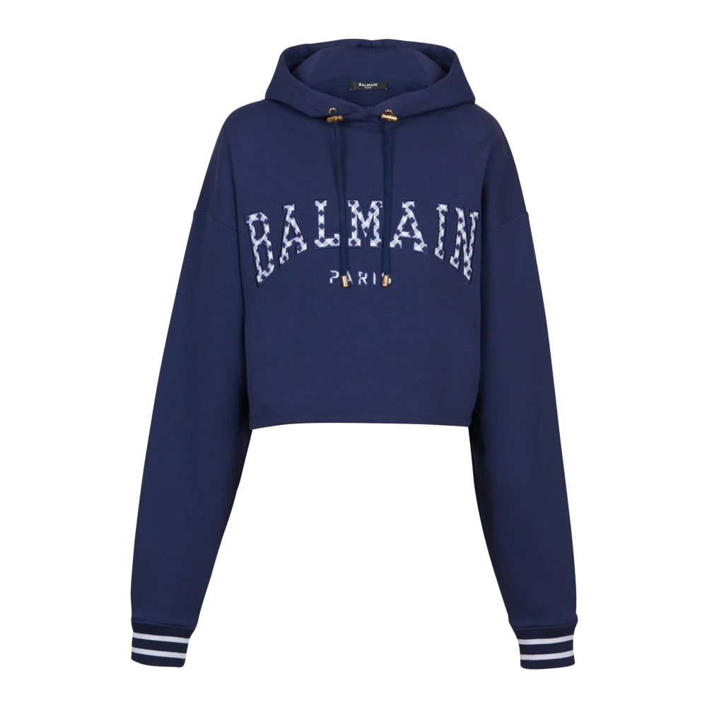 Balmain Pari gingham hoodie Blue Dames