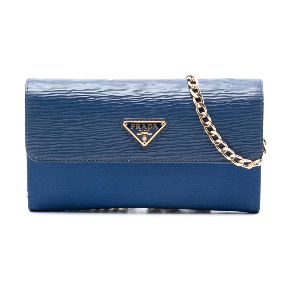 Prada Vintage Women's Blue Vintage Cross Body Bags, One Size, Pre-Owned Chain Wallet