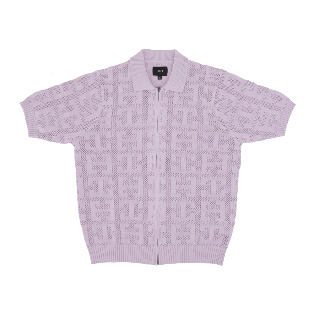 HUF Jacquard Zip Sweater Monogram Style Purple Heren