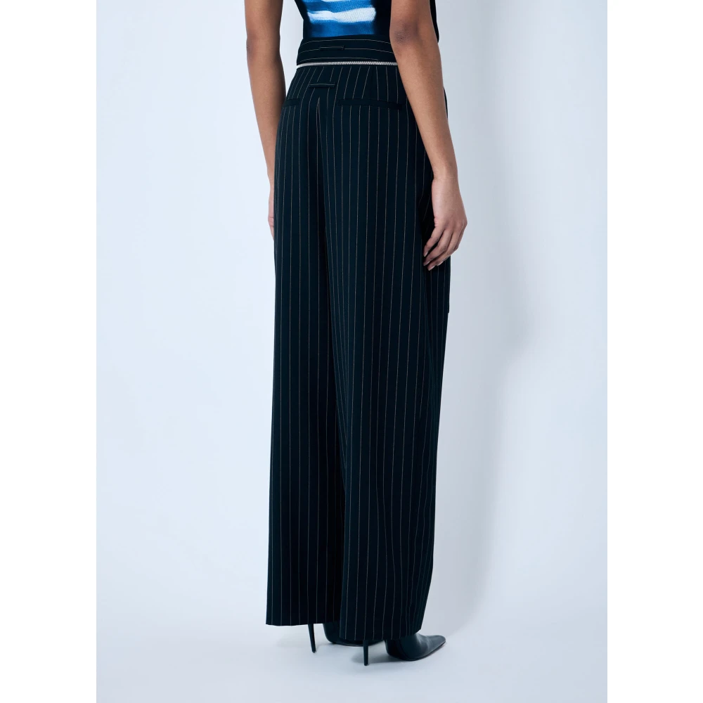 Jean Paul Gaultier Wollen Gestreepte Maatbroek Black Dames