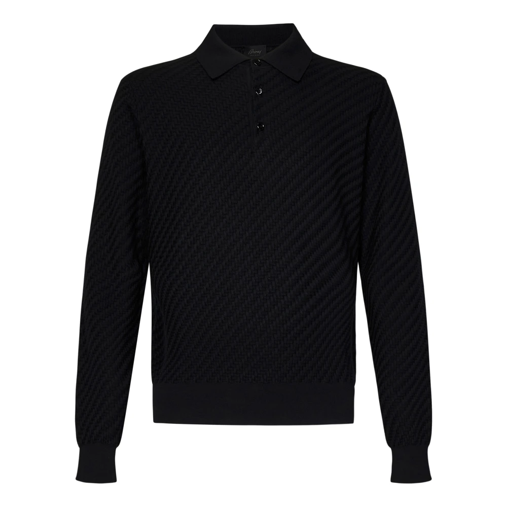 Brioni Zwart Gebreide Trui 3D Weefsel Black Heren